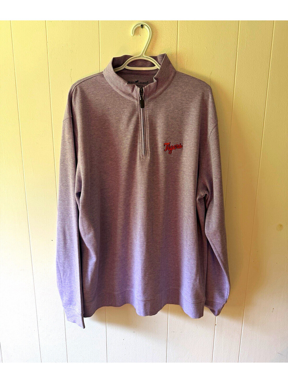 Horn Legend Men's XL Purple 1/4 Zip Mock Neck Long Sleeve Pullover Tiger